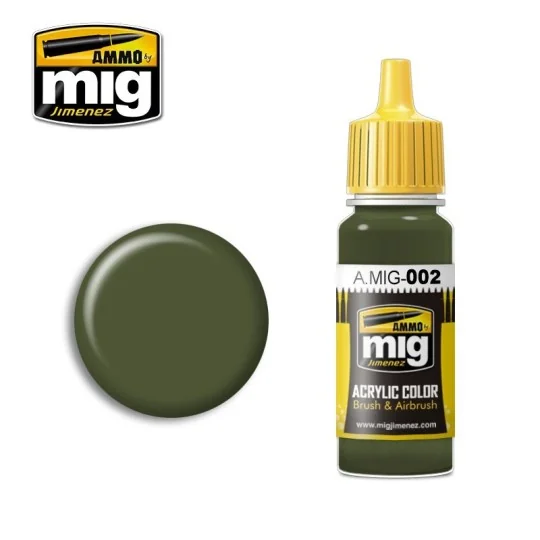 RAL 6003 Olive Green Acrylic Paint OPT.2 17ml Mig A.MIG-0002-RAL 6003 Olive Green Acrylic Paint OPT.2 17ml Mig - A.MIG-0002