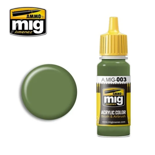 Peinture acrylique RAL 6011 VERT RÉSÉDA 17ml Mig AMMO - MIG Jimenez A.MIG-0003 - 1 A.MIG-0003-Peinture acrylique RAL 6011 VERT RÉSÉDA 17ml Mig - A.MIG-0003
