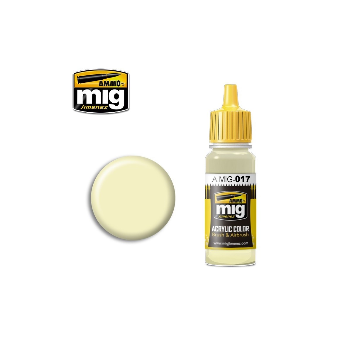 Peinture acrylique RAL 9001 BLANC CRÈME 17ml Mig AMMO - MIG Jimenez A.MIG-0017 - 1