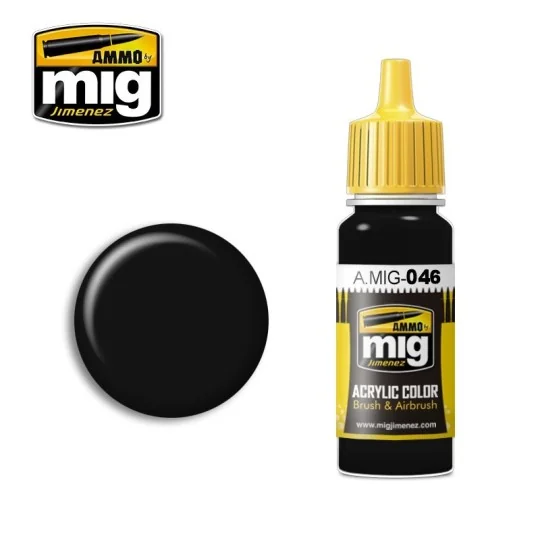 Peinture acrylique NOIR MAT 17ml Mig AMMO - MIG Jimenez A.MIG-0046 - 1 A.MIG-0046-Peinture acrylique NOIR MAT 17ml Mig - A.MIG-0046