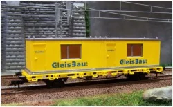 Kibri 26268 Wagon atelier plat à essieux, avec bungalow de chantier Kibri Kibri_26268 - 1