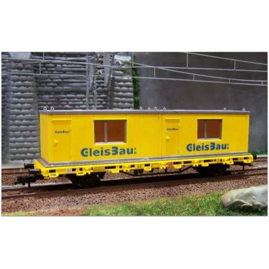 Kibri_26268-Kibri 26268 Flatbed workshop wagon with axles and site bungalow