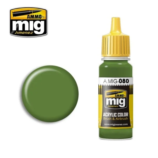 A.MIG-0080-Bright Green Acrylic Paint AMT-4 17ml Mig - A.MIG-0080