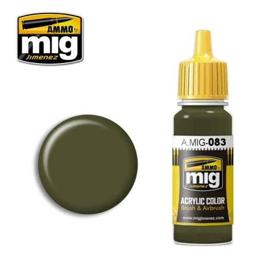 A.MIG-0083-ZASHCHITNIY ZELENO Acrylic Paint (POST-WAR RUSSIAN GREEN) 17ml Mig - A.MIG-0083