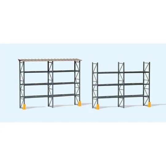Preiser_17125-Preiser 17125 Rayonnages pour 48 palettes avec toit