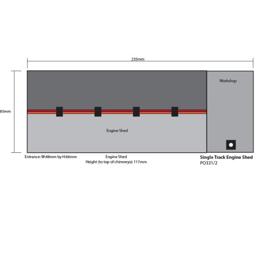 MET-PO332-Metcalfe PO332 Maquette, Hangar à locomotives en pierres à une voie