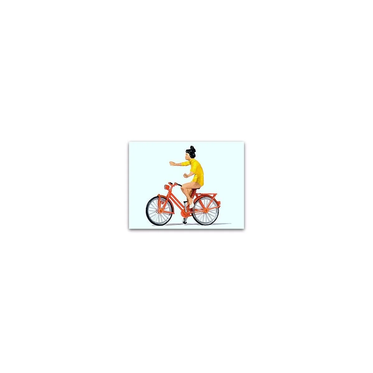 Preiser 28181 figures, woman riding a bicycle without holding the h... Preiser 28181 figures, woman riding a bicycle without holding the h...