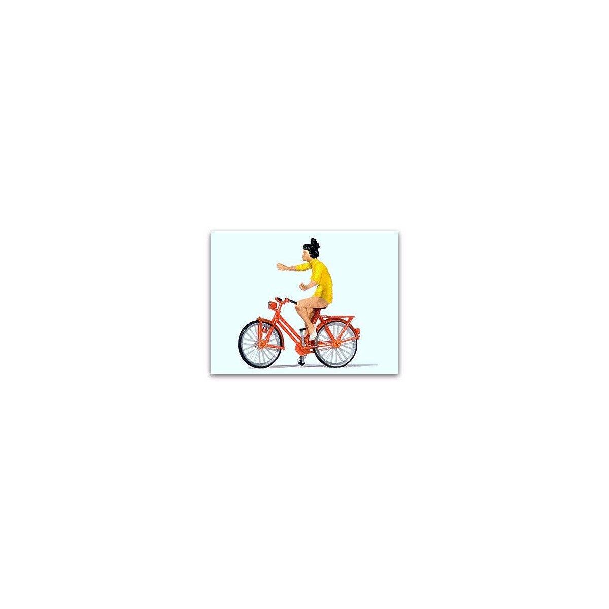 Preiser 28181 figures, woman riding a bicycle without holding the h...