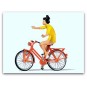 Preiser_28181-Preiser 28181 personnages, femme faisant du vélo sans tenir le guidon