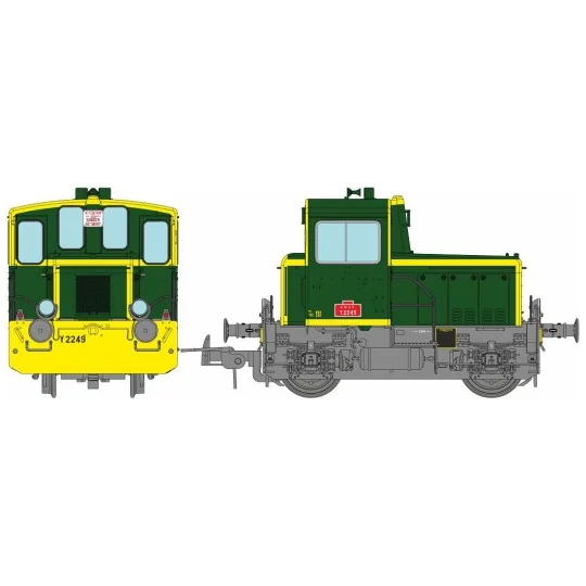 MB-224-Ree Modeles MB224 Locotracteur diesel Y2249, Vert 301, traverses et bandes jaunes, Est