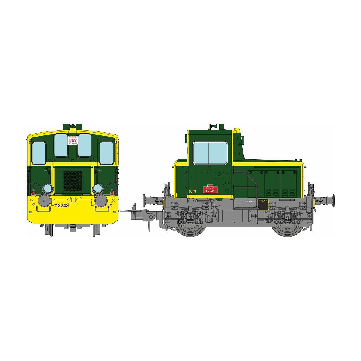 Ree Modeles MB224 Diesel shunting locomotive Y2249, Green 301, yell...