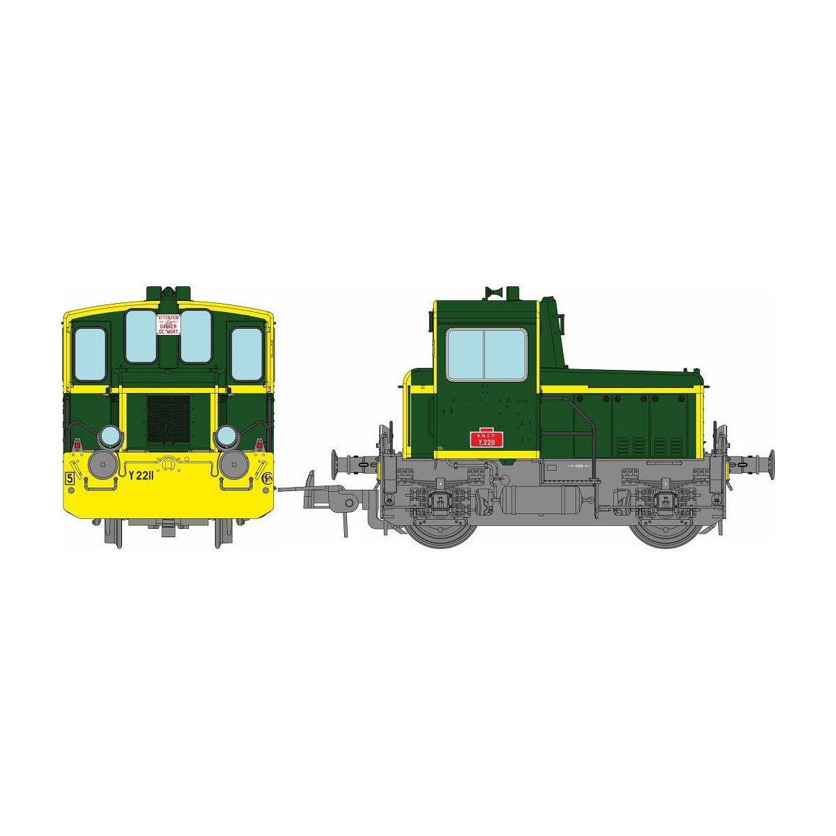 Ree Modeles MB225 Y2211 Diesel Locomotive, Green 301, Yellow Crossb...