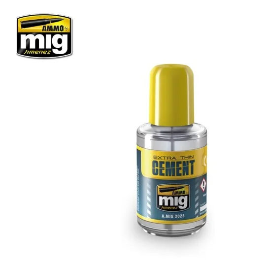 Colle Polyester Extra Fine Cement (30ml) Mig AMMO - MIG Jimenez A.MIG-2025 - 1 A.MIG-2025-Colle Polyester Extra Fine Cement (30ml) Mig - A.MIG-2025