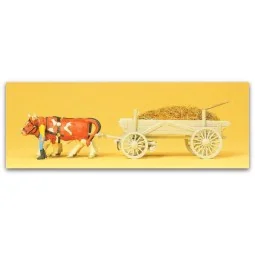 Preiser 30474 Farm Woman, Oxen and Fertilizer Cart - Preiser_30474