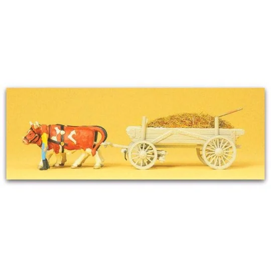 Preiser_30474-Preiser 30474 Farm Woman, Oxen and Fertilizer Cart