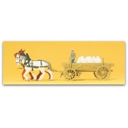 Preiser 30470 Farmer, horses and cart with sacks of flour - Preiser...