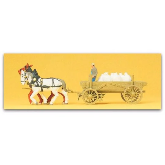 Preiser 30470 Farmer, horses and cart with sacks of flour - Preiser... Preiser_30470-Preiser 30470 Farmer, horses and cart with sacks of flour - Preiser_30470