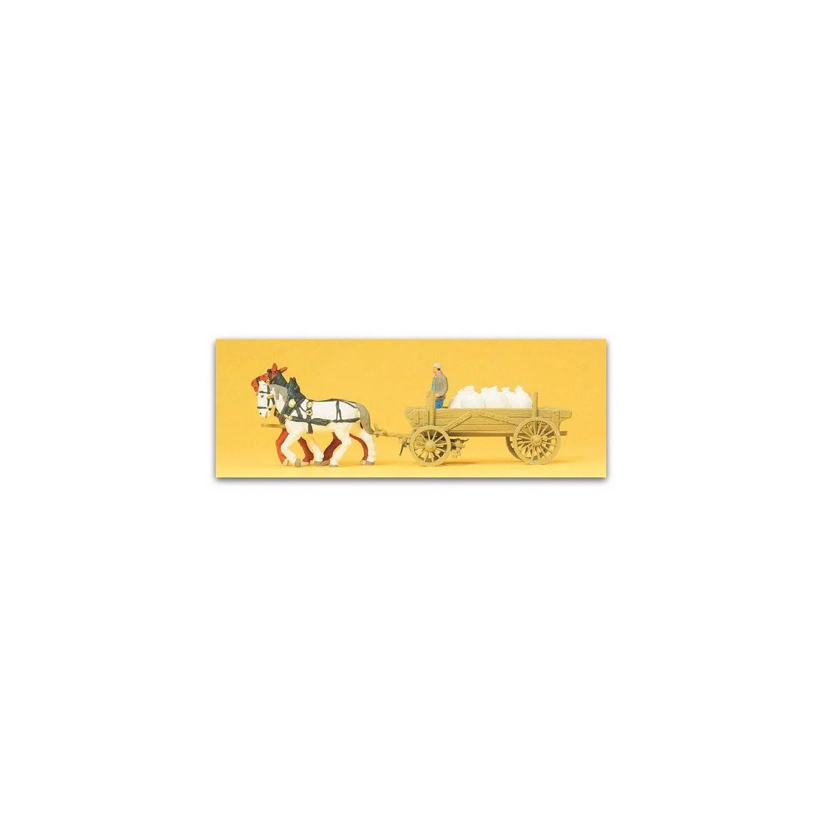 Preiser 30470 Farmer, horses and cart with sacks of flour - Preiser...