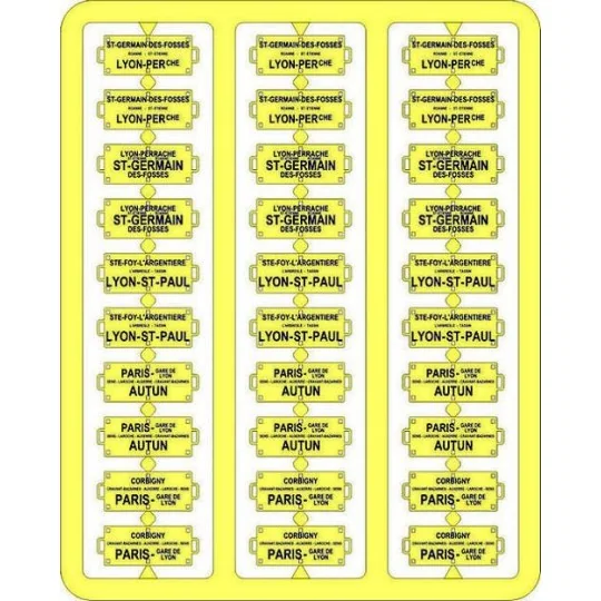 XB-052-Ree Modeles XB 052 Plaques Itinéraires pour voitures voyageurs, Sud-Est, lettres bleues