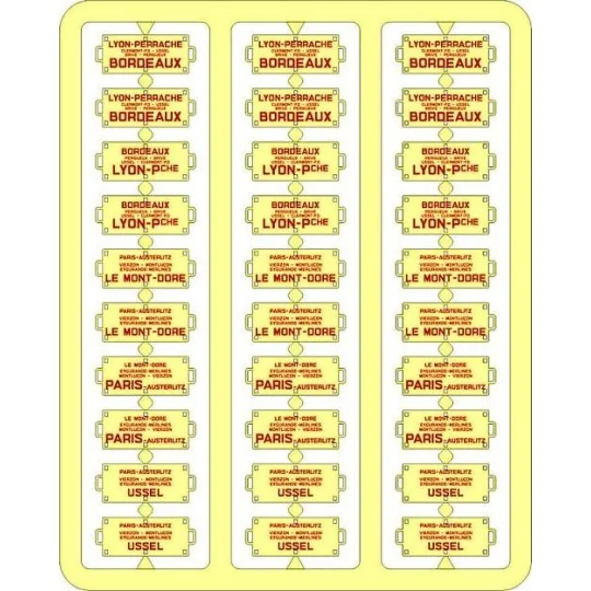 XB-049-Ree Modeles XB 049 Route signs for passenger cars, Southwest, red lettering