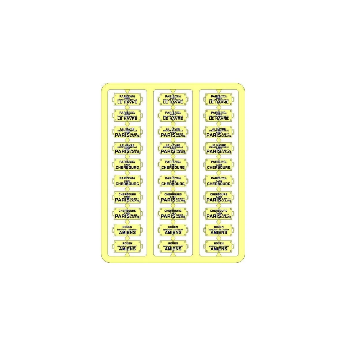 Ree Modeles XB 054 Route Plates for Passenger Cars, West - XB-054