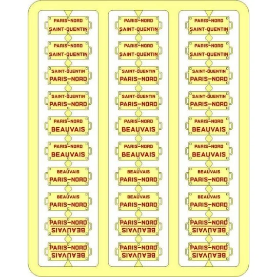 Ree Modeles XB 048 Route Plates for Passenger Cars, North - Ree Mod... XB-048-Ree Modeles XB 048 Route Signs for Passenger Cars, North, Red Letters - XB-048