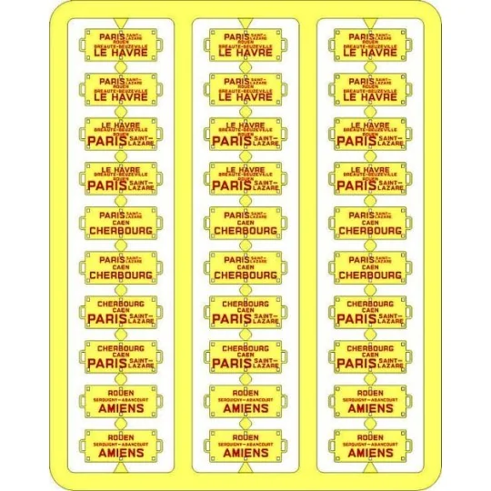 XB-046-Ree Modeles XB 046 Route Signs for Passenger Cars, West, Red Letters - XB-046