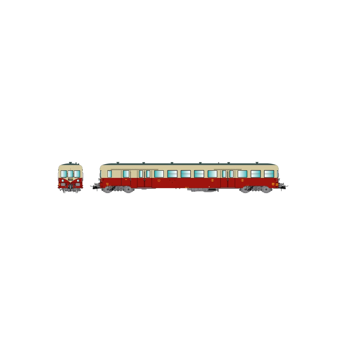 R37 HO41255 Remorque d'autorail ZR 27205, 1ère/2ème classe, SNCF, rouge et crème, ep. III Rail 37 - R37 R37_HO41255 - 3