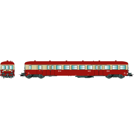 R37_HO41256-R37 HO41256 ZR BDX17108 railcar trailer, driving trailer, 2nd class, SNCF, red and cream, red roof, ep. IV