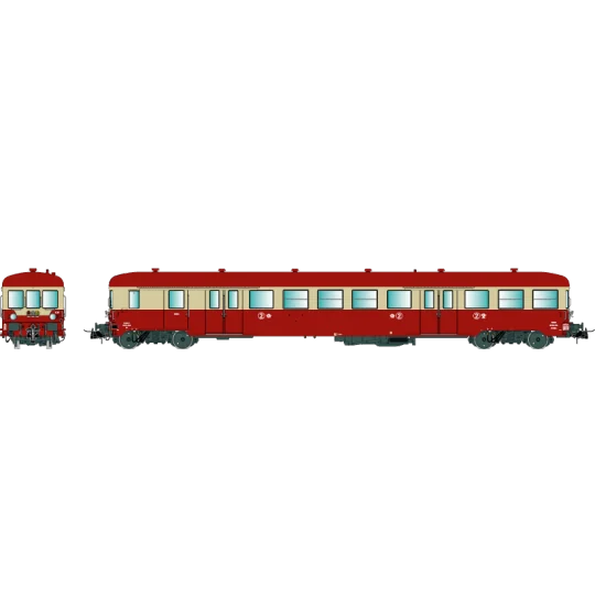 R37 HO41256 ZR BDX17108 railcar trailer, driving trailer, 2nd class... R37_HO41256-R37 HO41256 ZR BDX17108 railcar trailer, driving trailer, 2nd class, SNCF, red and cream, red roof, ep. IV
