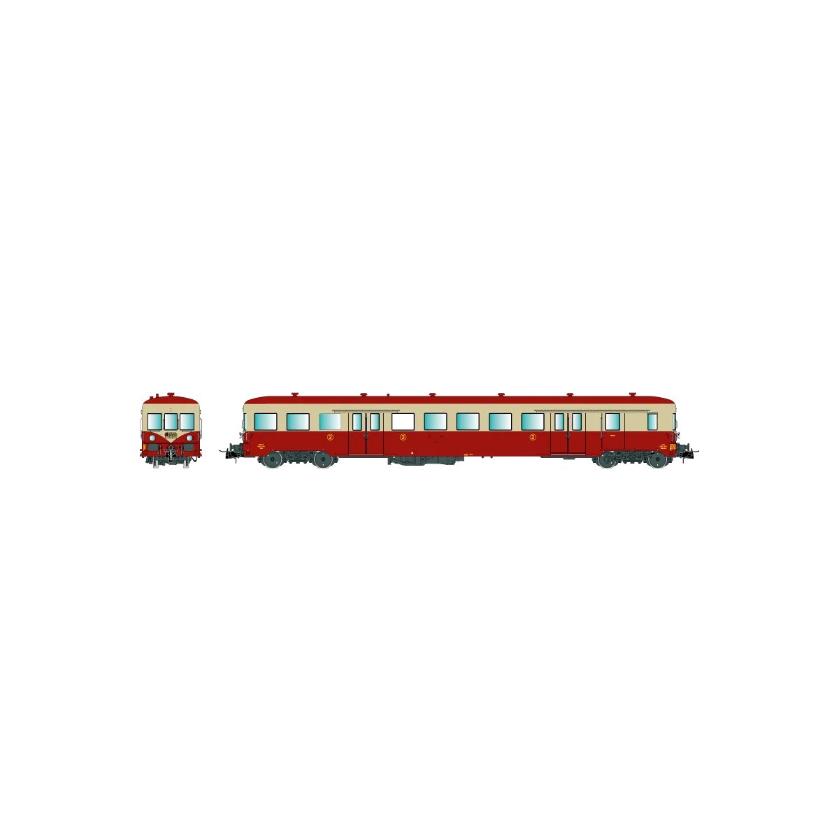 R37 HO41264 Remorque d'autorail ZR BD 27135, 2ème classe, SNCF, rouge et crème, toit rouge, ep. IV Rail 37 - R37 R37_HO41264 - 3