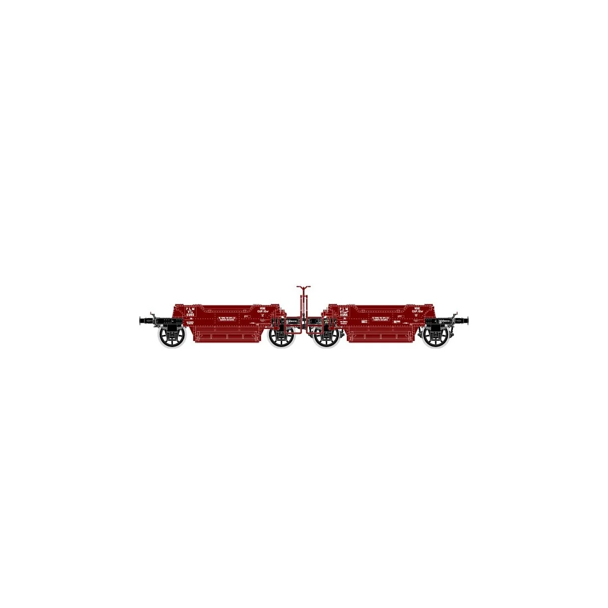 R37 HO43101 Coupling of ballast wagons, VTswf2 8956-55, PLM, ep. II