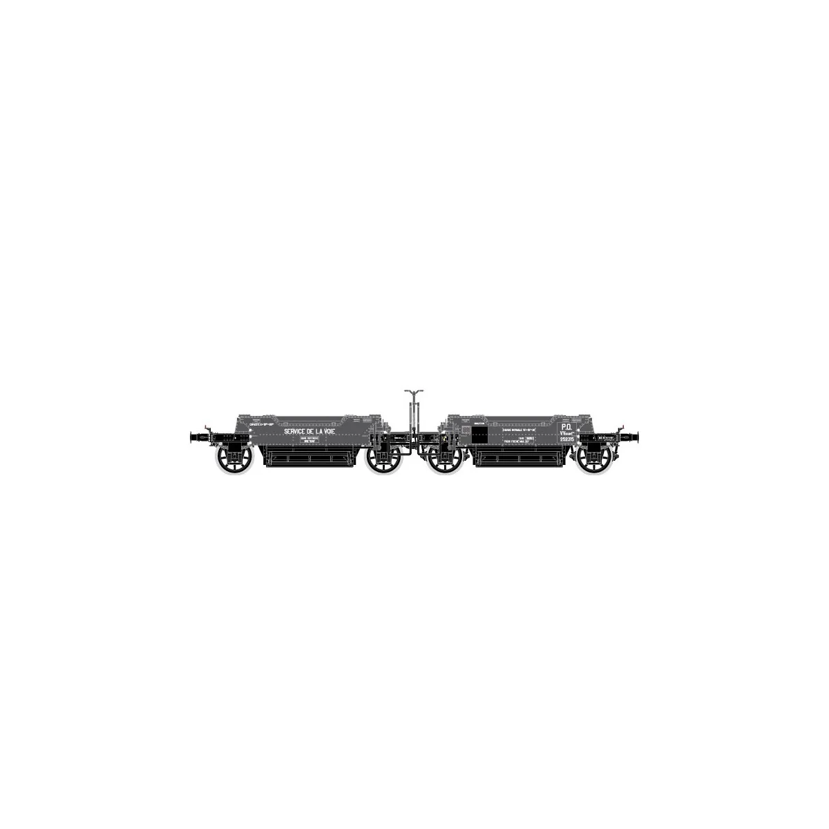 R37 HO43102 Coupling of ballast wagons, VVsuwf2 252315, PO, ep. II R37 HO43102 Coupling of ballast wagons, VVsuwf2 252315, PO, ep. II