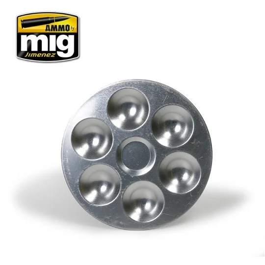 A.MIG-8008-Mig 6-Compartment Aluminum Paint Palette - A.MIG-8008