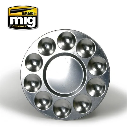 A.MIG-8009-Mig 10-Compartment Aluminum Paint Palette - A.MIG-8009