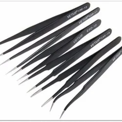 Set de 6 mini pinces de précision en métal, non magnétique B-6PINCES - 1