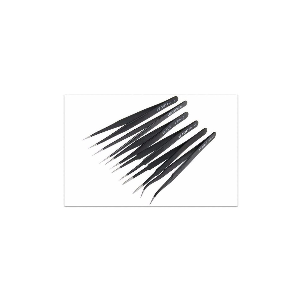 Set of 6 mini precision metal tweezers, non-magnetic - B-6PINCES Set of 6 mini precision metal tweezers, non-magnetic - B-6PINCES