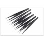 Set of 6 mini precision metal tweezers, non-magnetic - B-6PINCES B-6PINCES-Set of 6 mini precision metal tweezers, non-magnetic - B-6PINCES