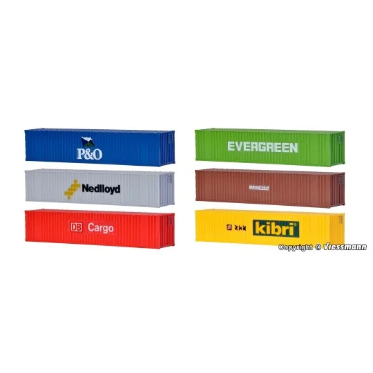 Kibri 10922 Set of six 40" containers - Kibri_10922 Kibri_10922-Kibri 10922 Set of six 40" containers - Kibri_10922