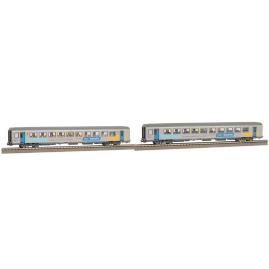 Piko_94500-Piko 94500 Set of 2 Corail coaches, fluorescent Grand Est, 1st class, 2nd class, SNCF, N scale