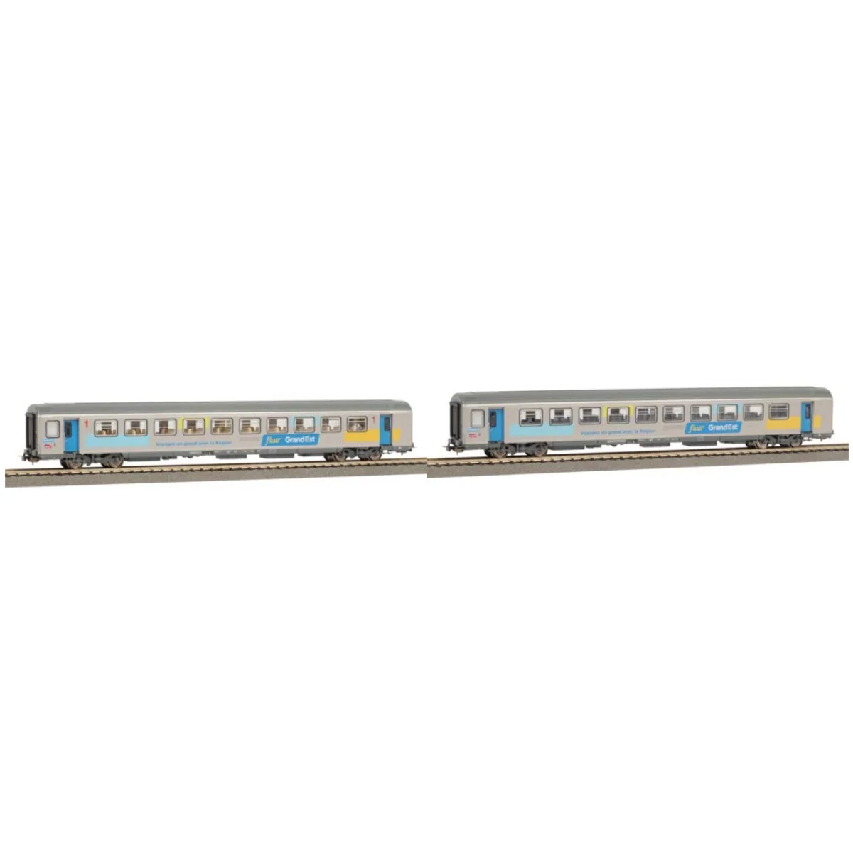 Piko 94500 Set of 2 Corail coaches, fluorescent Grand Est, 1st clas... Piko 94500 Set of 2 Corail coaches, fluorescent Grand Est, 1st clas...