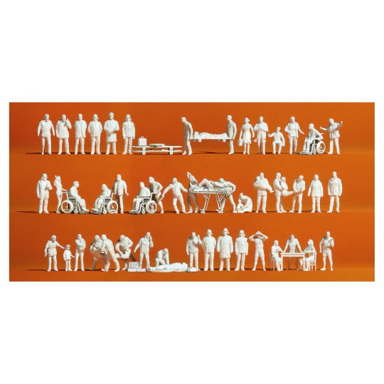 Preiser_16362-Preiser 16362 Figures, rescue service (x52), to paint