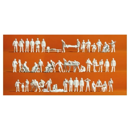 Preiser 16362 Personnages, service de secours (x52), à peindre Preiser Preiser_16362 - 1 Preiser_16362-Preiser 16362 Personnages, service de secours (x52), à peindre