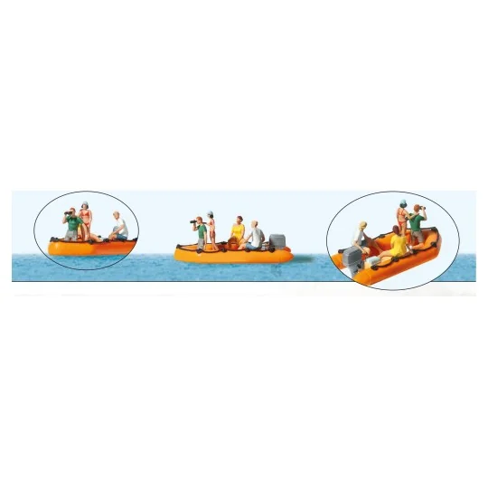 Preiser 10764 Figures, Family on an inflatable boat Preiser_10764-Preiser 10764 Figures, Family on an inflatable boat