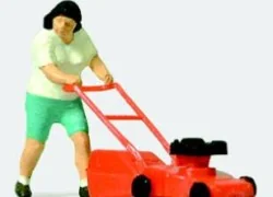 Preiser 28085 Figure, woman with lawnmower - Preiser - Preiser_28085