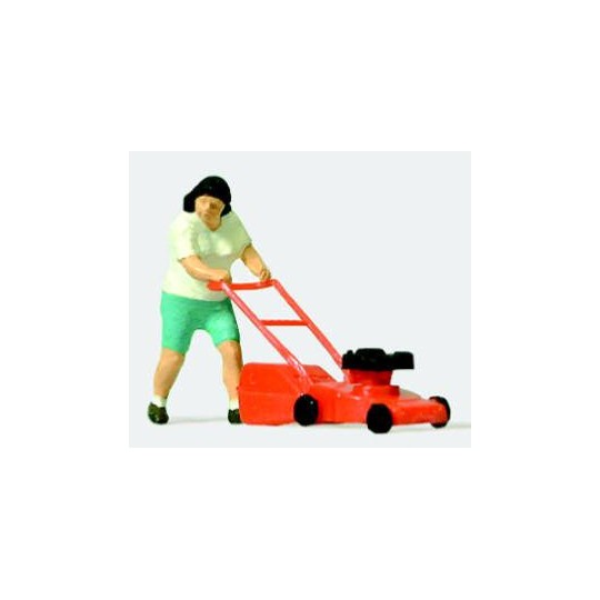 Preiser_28085-Preiser 28085 Figure, woman with lawnmower