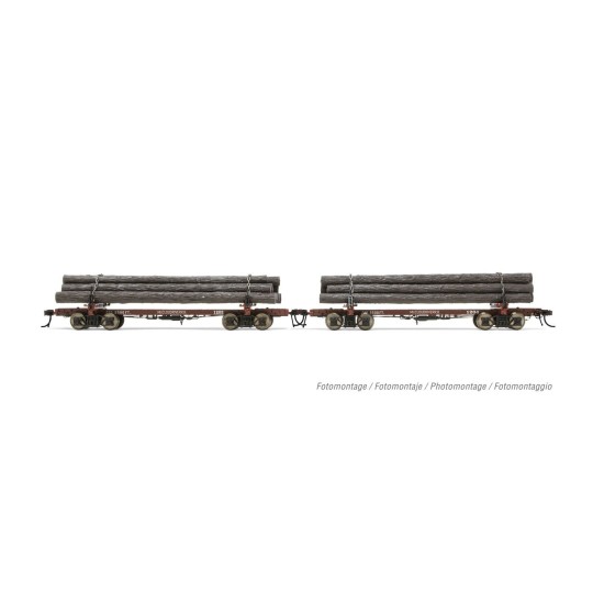 HR6627-Rivarossi HR6627 Set de 2 wagons porte grumes, McCloud River, No. 1202 et 1204, chargé bois