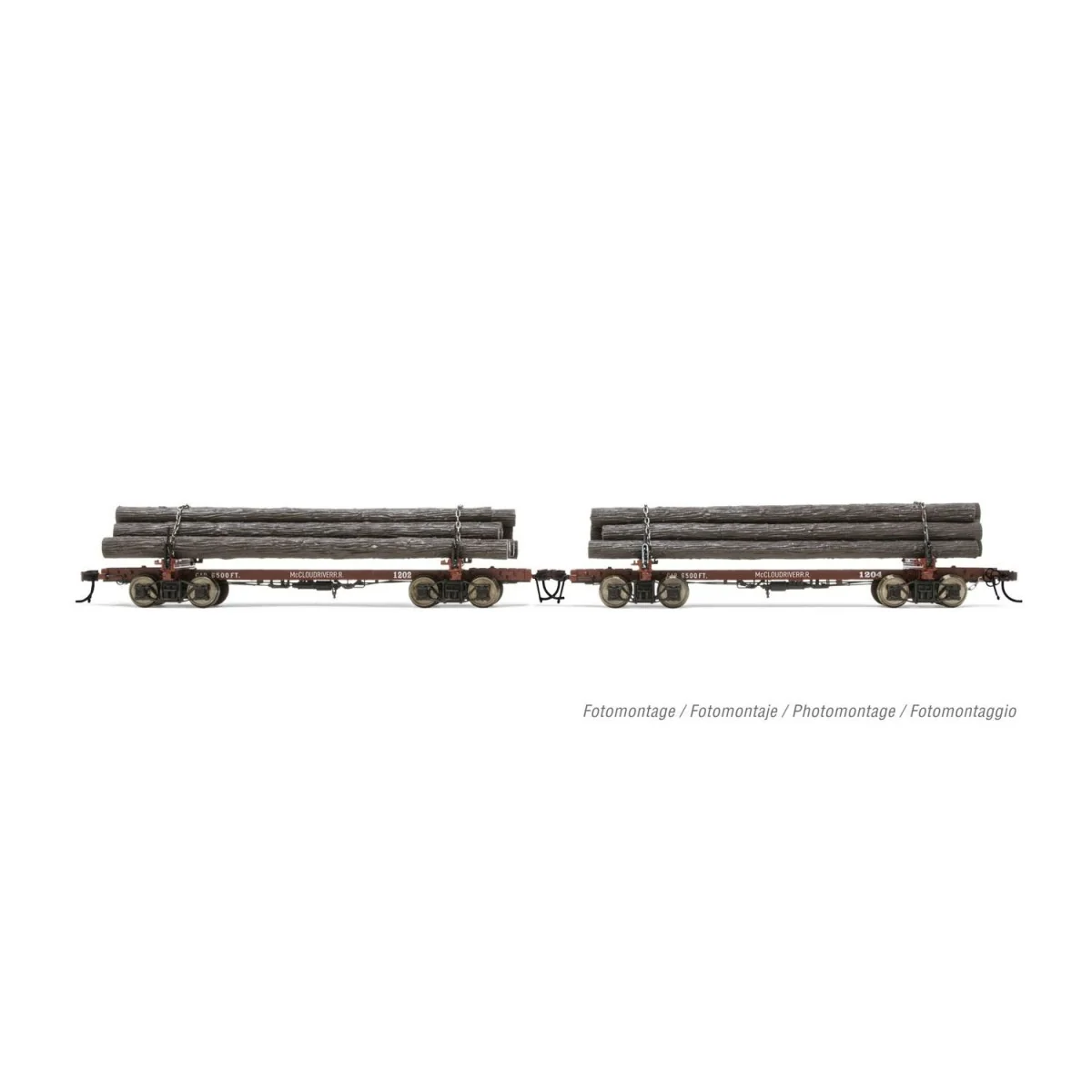 Rivarossi HR6627 Set of 2 log wagons, McCloud River, Nos. 1202 and ... Rivarossi HR6627 Set of 2 log wagons, McCloud River, Nos. 1202 and ...