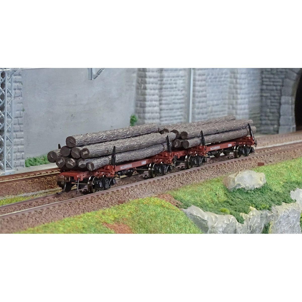 Rivarossi HR6627 Set de 2 wagons porte grumes, McCloud River, No. 1202 et 1204, chargé bois Rivarossi HR6627 - 4