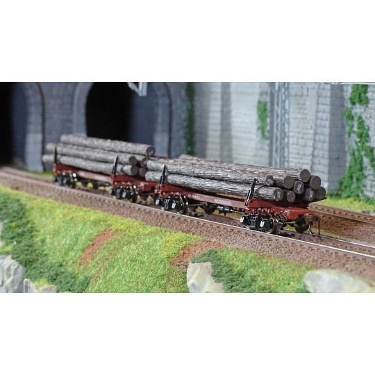 HR6627-Rivarossi HR6627 Set de 2 wagons porte grumes, McCloud River, No. 1202 et 1204, chargé bois